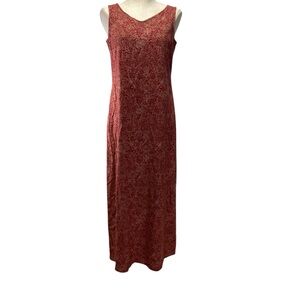 Liz Claiborne Red Sheath Maxi Dress V-Neck Sleeveless size 6